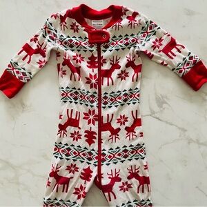 Hanna Anderson Zip-Up Onesie With Winter Holiday Print Size 6-12 Months